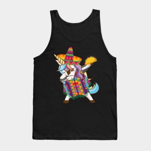 Mexican Dabbing Unicorn Cinco De Mayo Poncho Sombrero Taco Tank Top